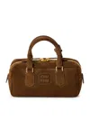 Miu Miu Arcadie Suede Leather Satchel With Padding In Brown