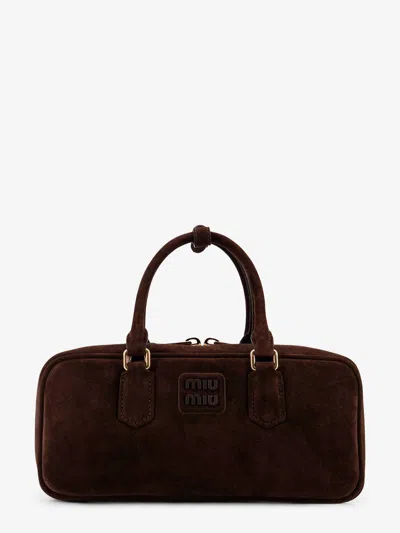 Miu Miu Arcadie Suede Shoulder Bag In Brown