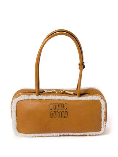 Miu Miu Arcadie Tote Bag In F036s Cognac Naturale
