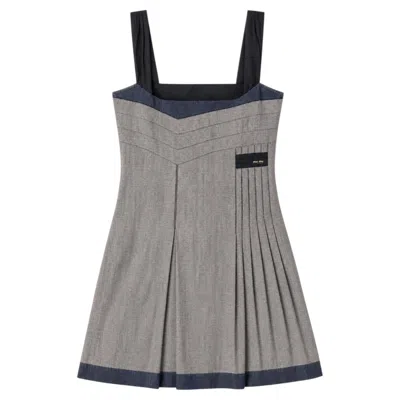 Pre-owned Miu Miu Archive Denim Midi Dress Runway Ss 2006 In Gray