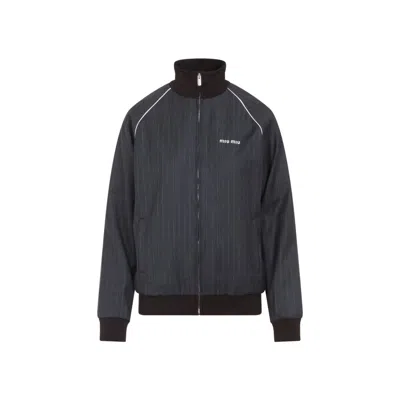 MIU MIU MIU MIU ARDESIA GREY VIRGIN WOOL BLOUSON