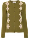 Miu Miu Cashmere Knit Cardigan In Green