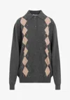 Miu Miu Long-sleeved Knitted Polo Jumper In Gray