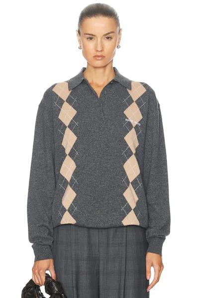 MIU MIU ARGYLE SWEATER