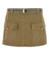 Miu Miu Army Green Cotton Mini Skirt In Brown