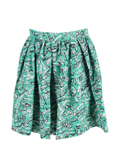 Pre-owned Miu Miu Arrow-pattern Mini Skirt In Green