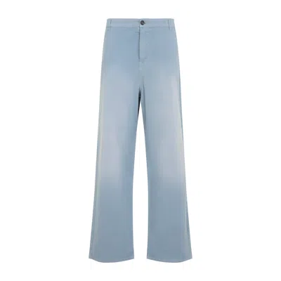 Miu Miu Astrale Cotton Trousers In Blue