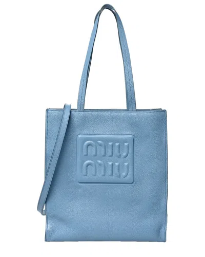 Miu Miu Astrale Goatskin Leather Madras Tote (authentic Pre-loved)