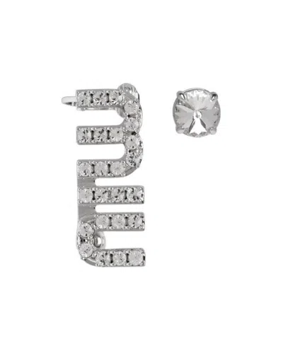 Miu Miu Asymmetric Crystal Earrings In Gray