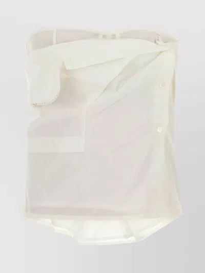 Miu Miu Asymmetric Strapless Top Featuring Button Accents In Animal Print