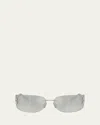 Miu Miu Aube 75mm Rectangular Sunglasses In Silver