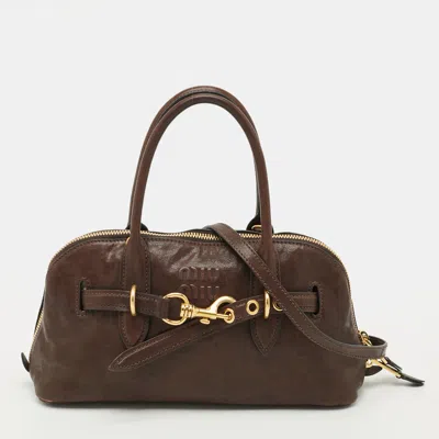 Pre-owned Miu Miu Aventure Brown Leather Satchel