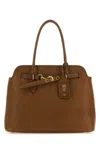 Miu Miu Caramel Nappa Leather Aventure Shopping Bag In Brown