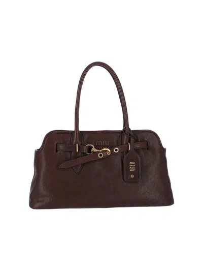 Miu Miu 'aventure' Large Shoulder Bag In Brown