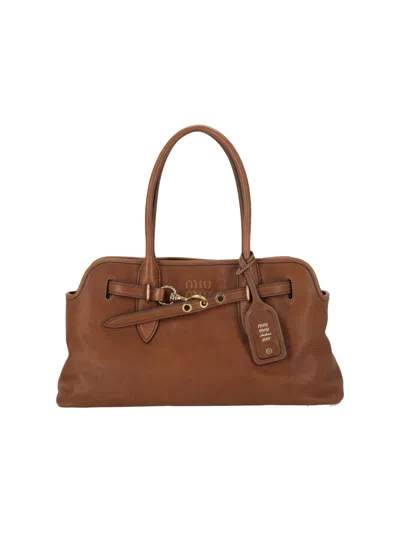 Miu Miu 'aventure' Large Shoulder Bag In Brown