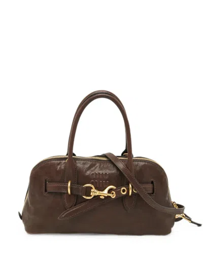 Pre-owned Miu Miu Aventure Leather Satchel Bag In Brown