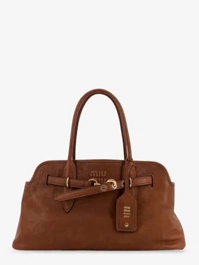 Miu Miu Aventure Leather Shoulder Bag In Brown