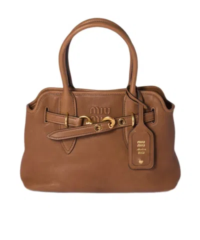 Miu Miu Aventure Leather Shoulder Bag In Brown