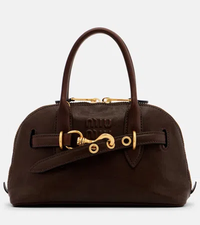 Miu Miu Aventure Leather Tote Bag In Brown