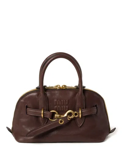 MIU MIU AVENTURE LEATHER TOTE BAG