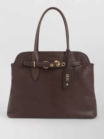 Miu Miu Aventure Leather Tote Bag Top Handles