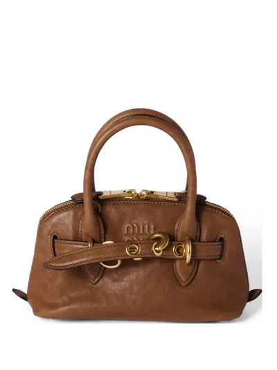 Miu Miu Aventure Nappa Leather Top-handle Bag In Brown