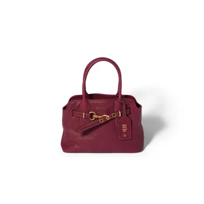 Miu Miu Aventure Nappa Leather Bag In Red