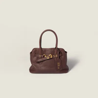 Miu Miu Aventure Nappa Leather Bag In Brown