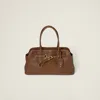 Miu Miu Large Aventure Nappa Leather Shoulder Bag In Oak