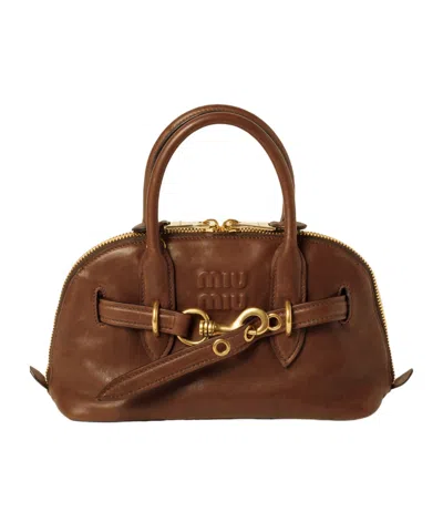 MIU MIU AVENTURE NAPPA LEATHER TOP-HANDLE BAG