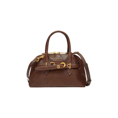 Pre-owned Miu Miu Aventure Nappa Leather Top Handle Bag 'radica' | Brown | Women's Size Onesize