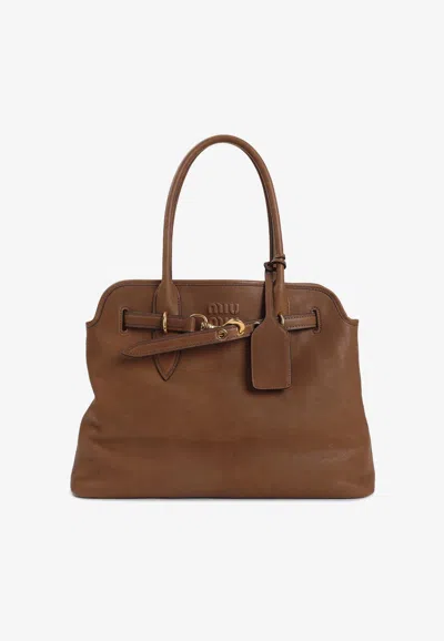 Miu Miu Aventure Rovere Tote Bag In Brown