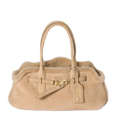 MIU MIU AVENTURE SHEARLING TOTE BAG