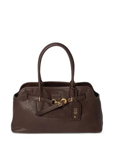 Miu Miu Aventure Nappa Leather Bag In Brown