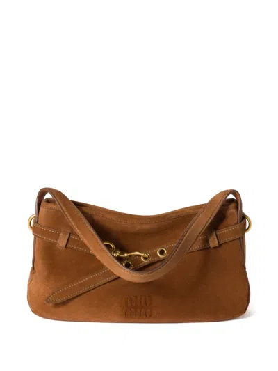 Miu Miu Aventure Shoulder Bag In Brown
