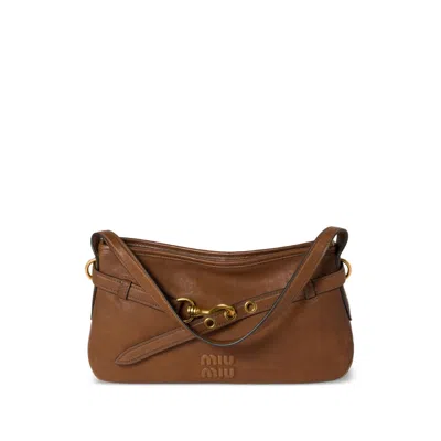 Miu Miu Aventure Shoulder Bag In Brown