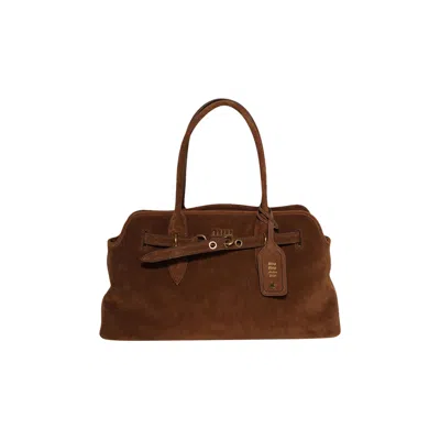 Pre-owned Miu Miu Aventure Suede Bag 'oak' | Brown | Women's Size Onesize