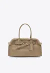 Miu Miu Aventure Suede Shearling Top Handle Bag In Brown