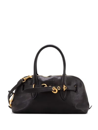 Pre-owned Miu Miu Aventure Top Handle Bag Leather Regular Satchel In Black