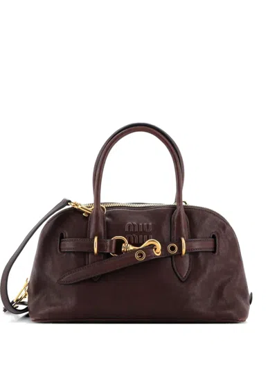 Pre-owned Miu Miu Aventure Top Handle Bag Leather Regular Satchel In Brown