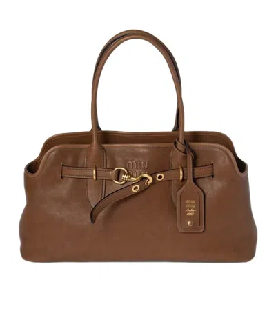 MIU MIU MIU MIU AVENTURE LOGO-EMBOSSED SHOULDER BAG