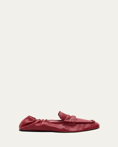 Miu Miu Aviator Leather Penny Loafers In Rubino