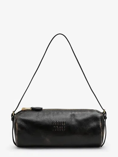 Miu Miu Aviator Mini Leather Shoulder Bag In Black