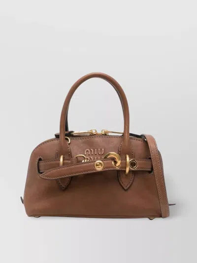 Miu Miu Aviator Nappa Leather Bag In Brown