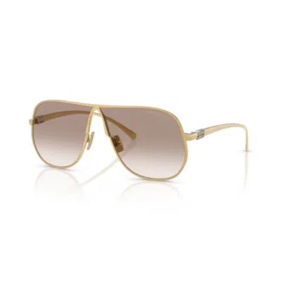 Miu Miu Aviator Sunglasses With Gold Metal Frame And Gradient Lenses In Brown