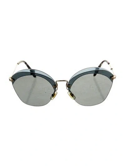 Pre-owned Miu Miu Aviator Tinted Sunglasses In Gold