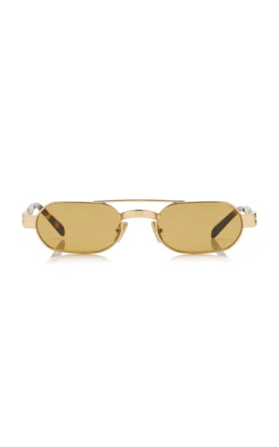 Miu Miu Aviator-frame Metal Sunglasses In Pattern