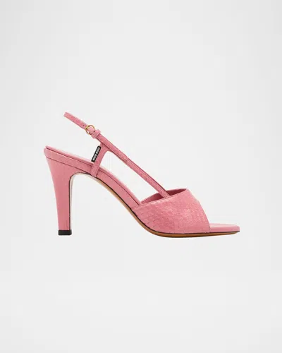 Miu Miu Ayer Snake Slingback Sandals In Pink