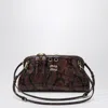 Miu Miu Ayers Leather Clutch Bag With Python Print In Brown