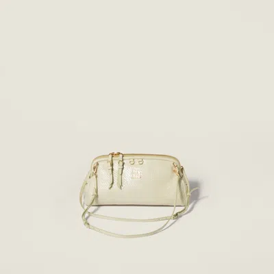 Miu Miu Ayers Leather Clutch In Green